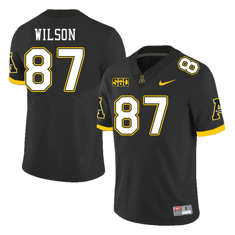 Men #87 Eli Wilson Appalachian State Mountaineers College Football Jerseys Stitched Sale-Black